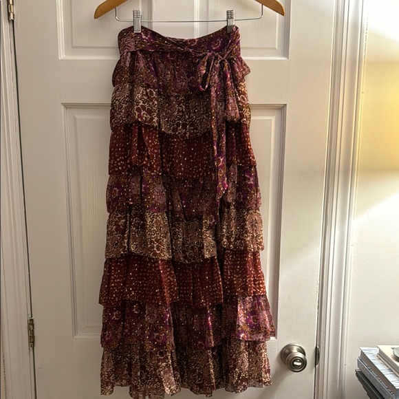 Floral Tiered Maxi Skirt - Multicolor